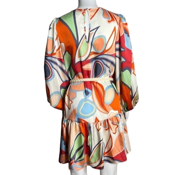 Alexis x Target Dress Womens Small Mini Multicolor Retro Floral Tiered Rope Belt - Picture 3 of 9